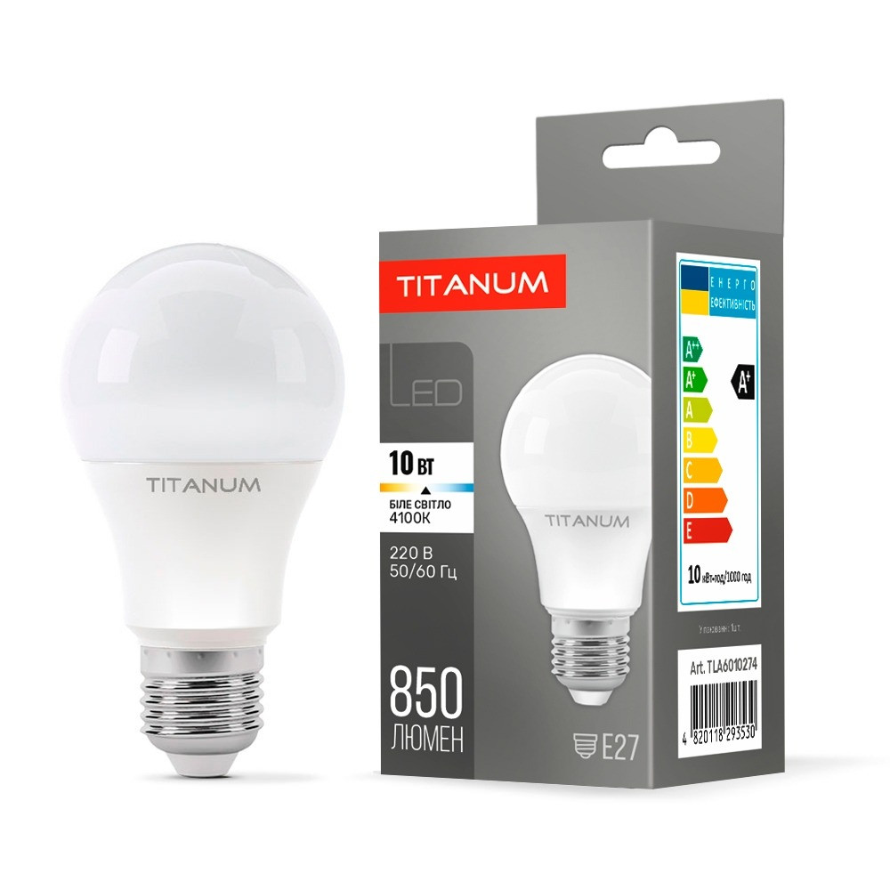 LED лампа Videx Titanum A60 10W E27 4100K TLA6010274