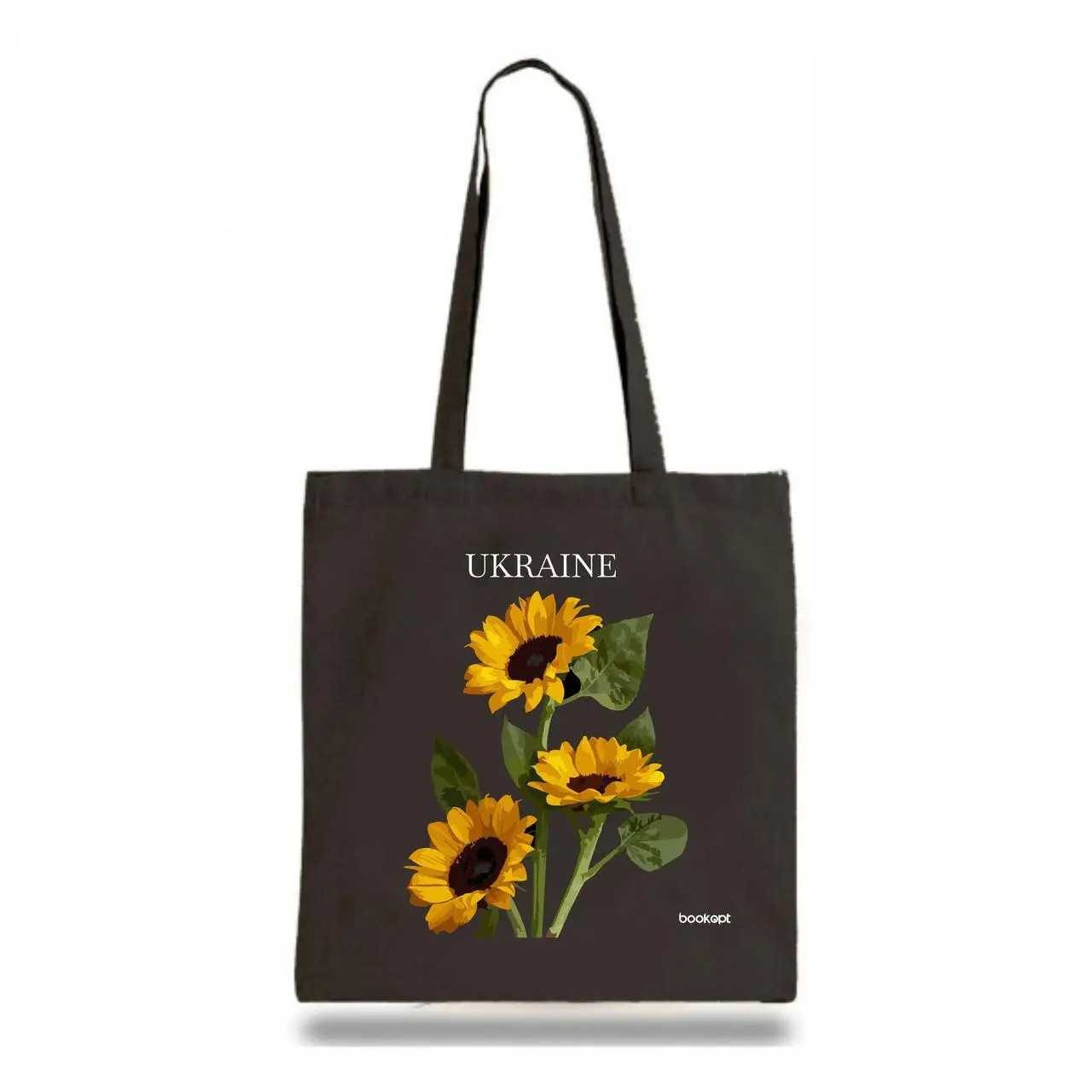 Екошопер чорний Соняшник | Бавовняна сумка для покупок чорного кольору