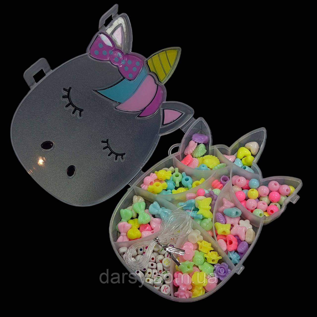 Набір намистин для плетіння "Єдиноріг" 15х10 см, фото 1