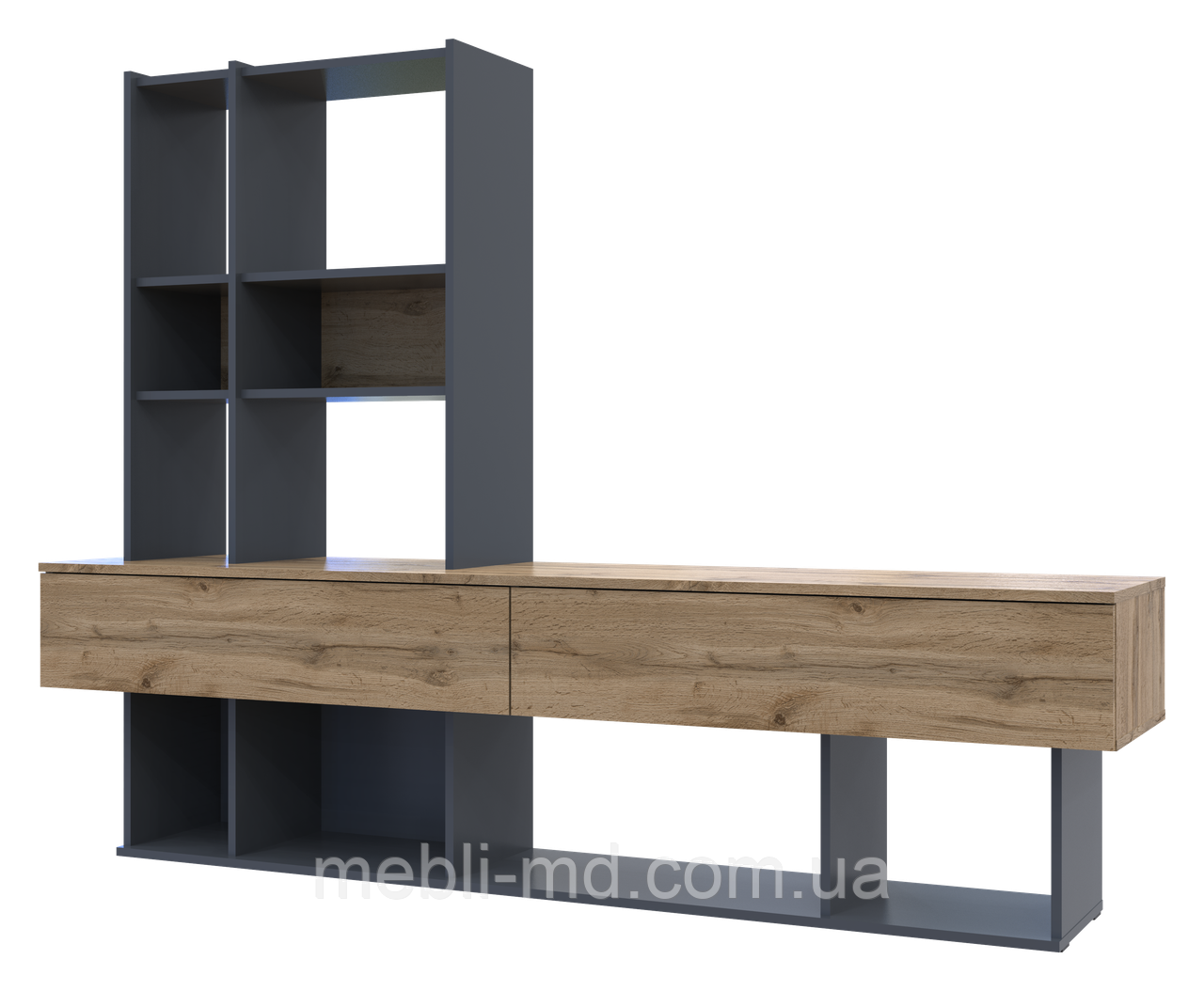 Стінка у вітальню Doros Нота Графіт/Дуб Евок 195х42х147 (44900207), фото 1