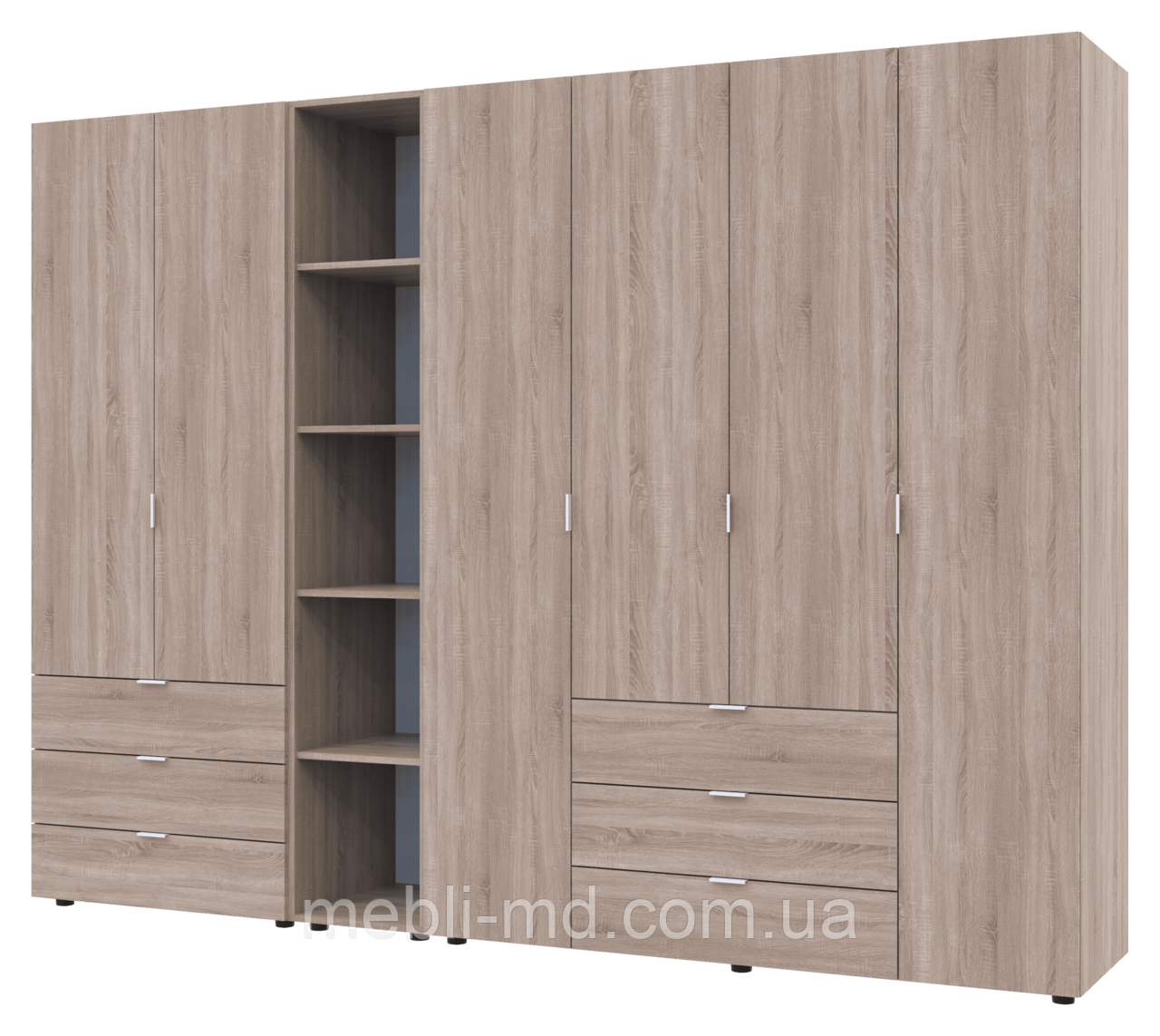 Комплект Doros Гелар з Етажеркою Дуб Сонома 2+4 ДСП 270.7х49.5х203.4 (42005051), фото 1