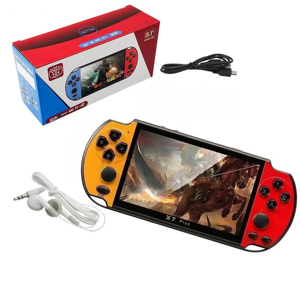 Ігрова приставка X7 Plus дисплей 5,1 дюйм портативна із вбудованими іграми ретро консоль для ТБ, фото 1