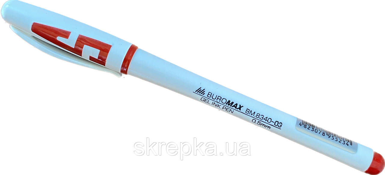 Ручка гелева Buromax 8340 SYMPHONY 0.5 мм гум. грип червони чорнила