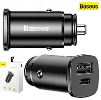 Зарядное BASEUS 30W Car Charger АЗУ адаптер авто зарядка металлический