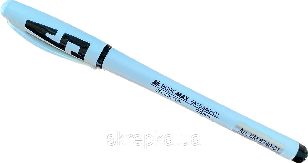 Ручка гелева Buromax 8340 SYMPHONY 0.5 мм гум. грип чорни чорнила
