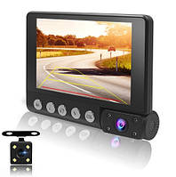 Видеорегистратор автомобильный С9 Full HD DVR 3 камеры для парковки с экраном и записью