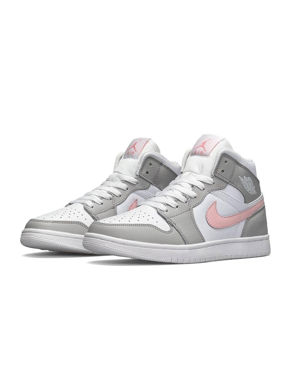 Gray white best sale and pink jordans