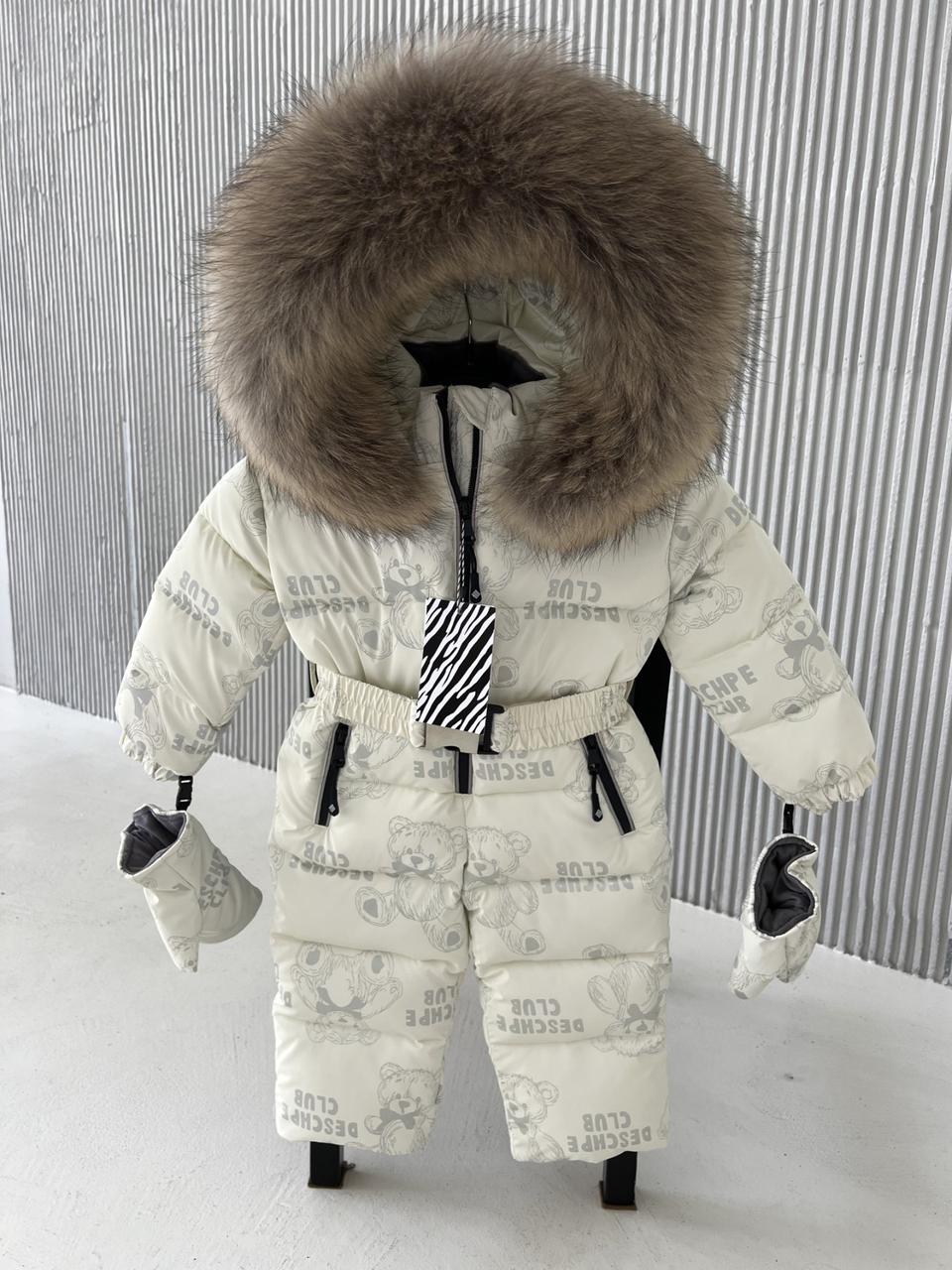 Детский цельный зимний комбинезон Glamour kids розовые мишки - фото 2 - id-p1911709594