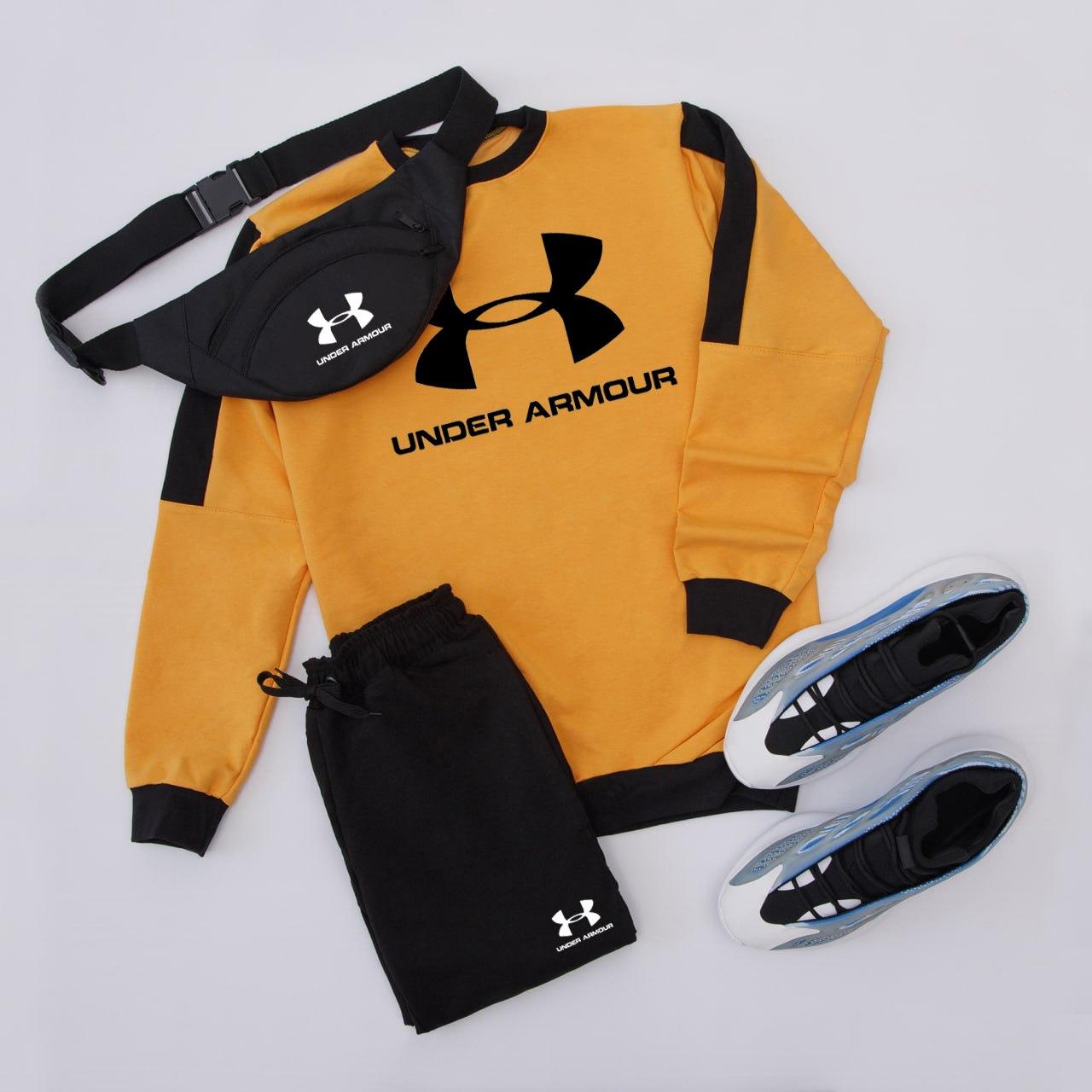 Комплект світшот штани бананка весняний осінній under armour помаранчевий спортивний костюм чоловічий