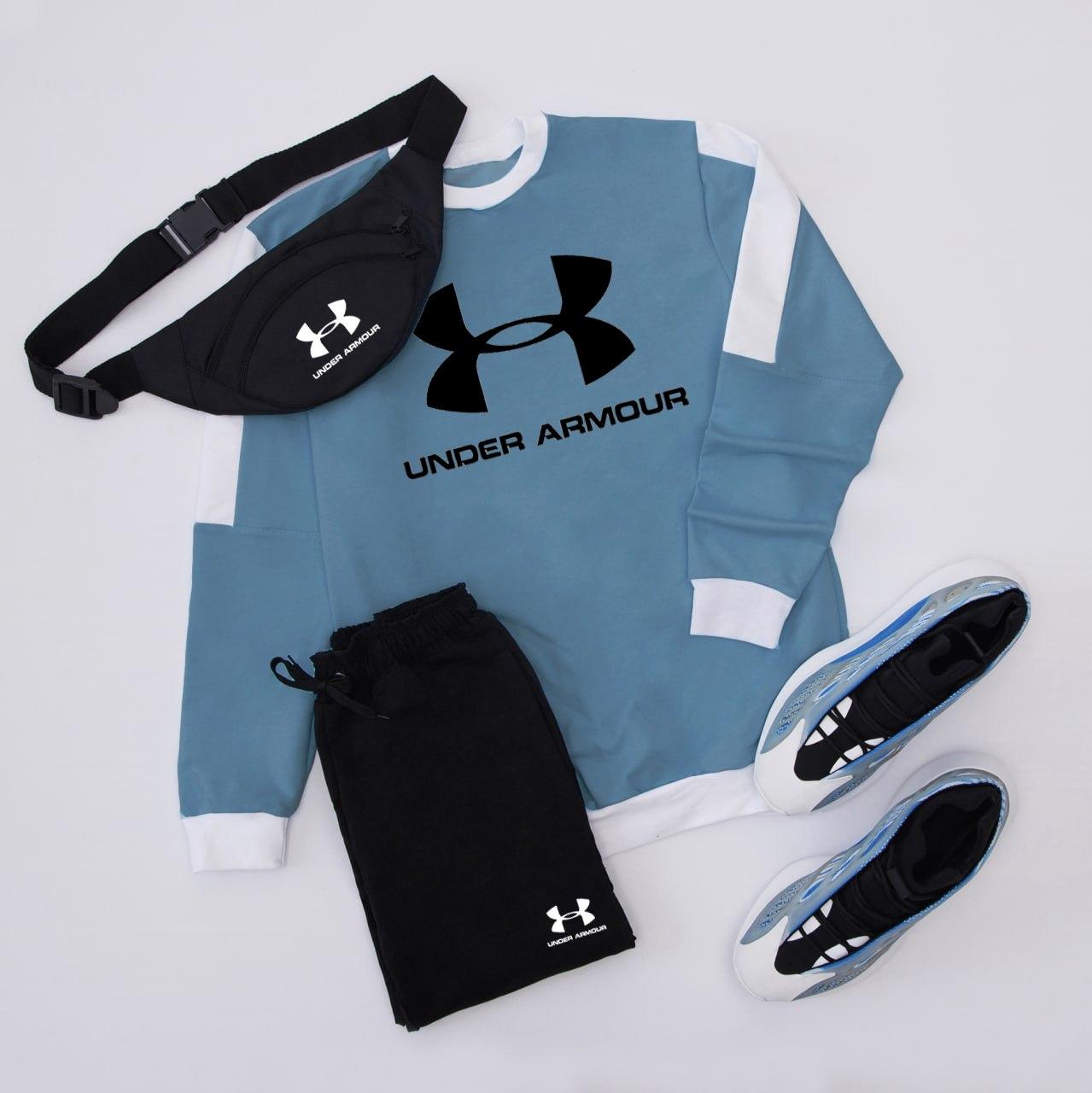 Комплект світшот штани бананка осінній весняний under armour блакитний спортивний костюм чоловічий трикотажний, фото 1