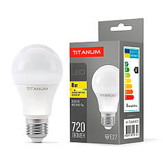 LED лампа Titanum A60 8W E27 3000K TLA6008273