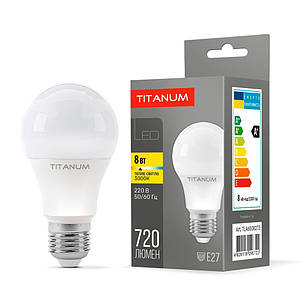 LED лампа Titanum A60 8W E27 3000K TLA6008273, фото 1