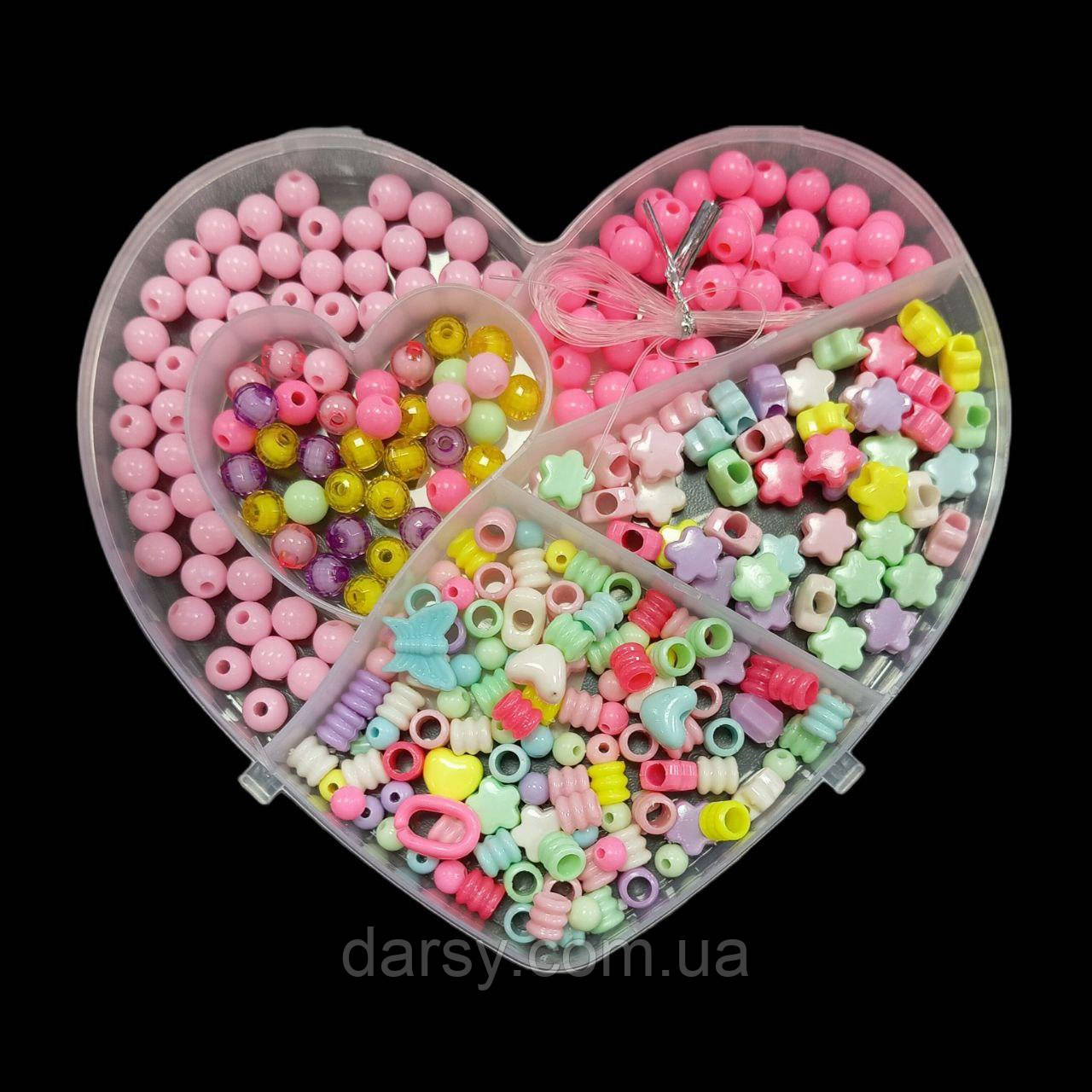 Набір намистин для плетіння "Сердечко" 13х16 см, фото 1
