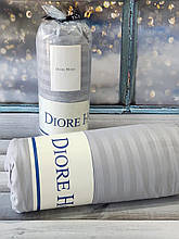 Сатинове простирадло на гумці + 2 наволочки 50*70 Тм Diore Home колір сірий Двоспальний