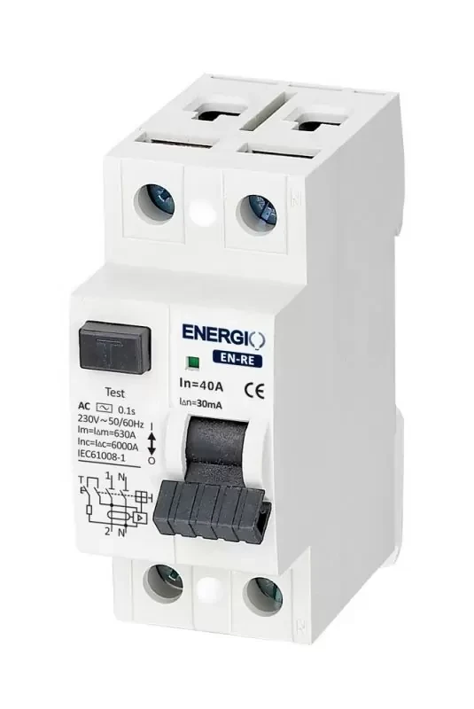 Пристрій захисного відключення ПЗВ Energio EN-RE 2P 63А 30мА тип AC