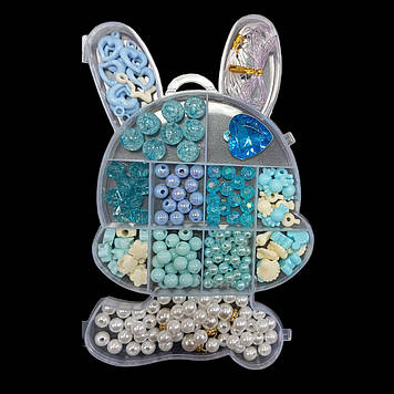 Набір намистин для плетіння "Зайчик" 19х11 см, Блакитний