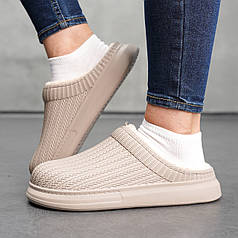 Жіночі утеплені сабо бежевого кольору