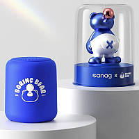Детская музыкальная Bluetooth колонка Sanag X6S с микрофоном и игрушкой в комплекте Синий