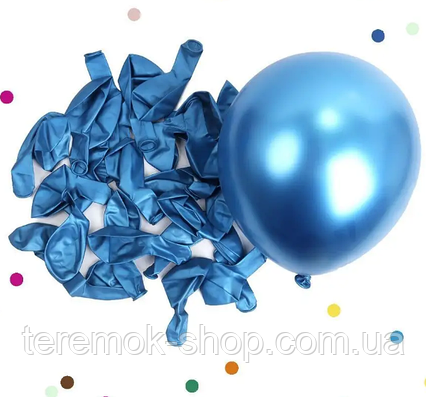 Повітряні кулі хром сині 12" 30 см, набір 50 штук Китай