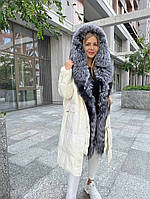 Натуральный Женский зимний пуховик с мехом Финской Чернобурки 3в1.Перед заказом уточните наличие вашего размер