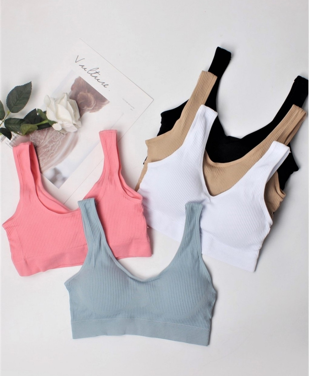 Жіночий топ рубчик з поролоном чашка В/С 5 кольорів, фото 1