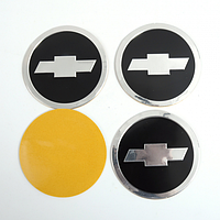 Наклейка эмблема на колесный колпак или диск CHEVROLET 90ММ черный 4шт