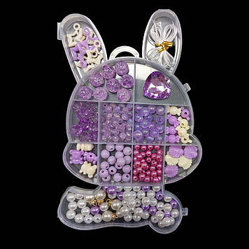 Набір намистин для плетіння "Зайчик" 19х11 см, Фіолетовий