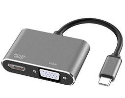 Конвертер Type-C 4в1 (HDMI/VGA/USB/PD)