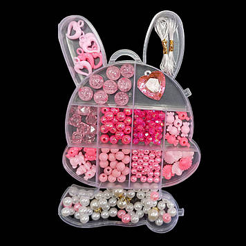 Набір намистин для плетіння "Зайчик" 19х11 см, Рожевий