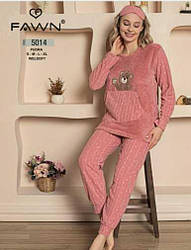 Комплект зимовий жіночий,3-ка (футболка довгий рукав + штани + маска для сну), Fawn (розмір S)