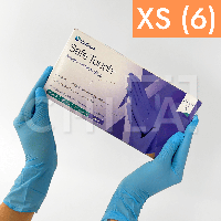 Перчатки нитриловые (размер XS) голубые 3г MEDICOM Safe Touch, 100 шт