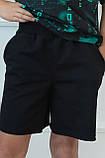 Шорти для хлопчика дитячі літні на резинці з кишенями з чорної двонитки р. 104-170, фото 2