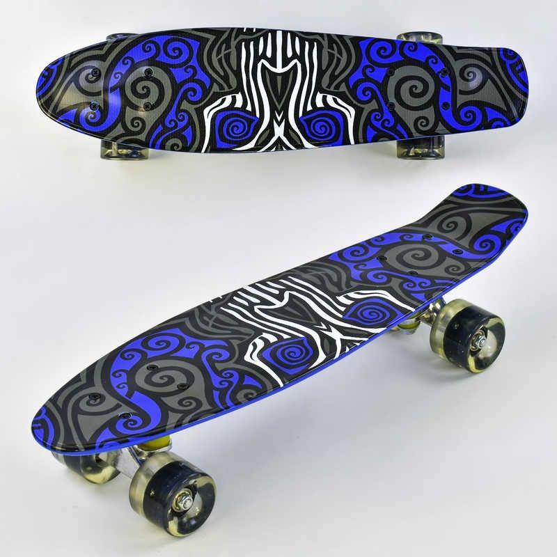 Пенні борд F 6510 (8) Best Board, дошка=55см, колеса PU, Світяться, d=6см, синій