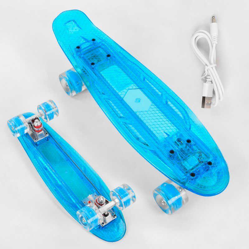 Пенні борд S-20855 Best Board (6), PU колеса зі світлом, зарядка USB, блакитний, фото 1