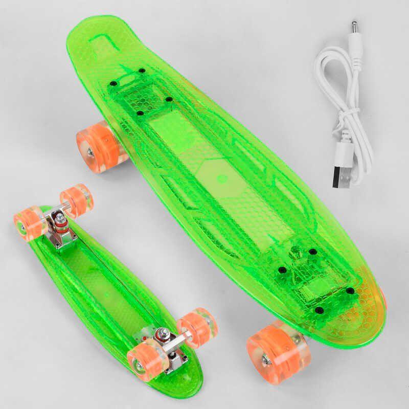 Пенні борд S-60355 Best Board (6), колеса PU зі світлом, зарядка USB, зелений