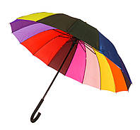 Зонт-трость, полуавтомат, 16 спиц, цвета радуги, XI-009