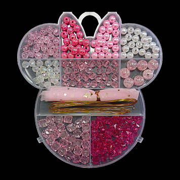 Набір намистин для плетіння "Minnie Mouse" 17х16 см, Рожевий