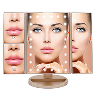 Многофункциональное Зеркало для макияжа Magnifyng Makeup Mirror с LED подсветкой 22 лампы тройное