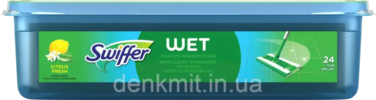 Одноразові серветки для швабри від Swiffer Wet 24шт