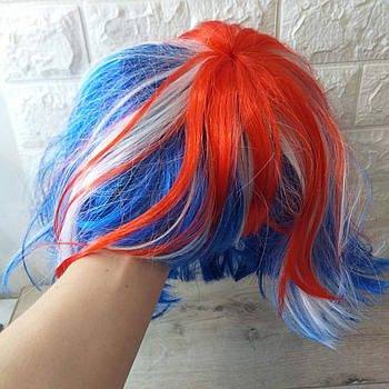 Перука триколірний 24 см із прямою челкою на сітці (KG-10898)