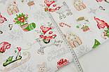 Тканина новорічна "Дід Мороз на санях" на білому тлі №3025, фото 6