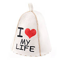 Шапка для сауни з вишивкою "I love my life", Saunapro