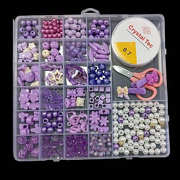 Набір намистин для плетіння "Розкіш" 19х19 см, Фіолетовий