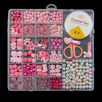 Набір намистин для плетіння "Розкіш" 19х19 см, Рожевий