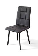 Современный красивый черный обеденный кухонный стул с мягким сиденьем и спинкой на черных металлических ножках Тринити