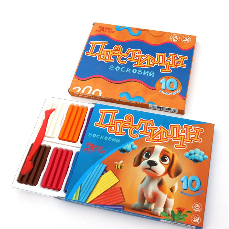Пластилін восковий Little Artist, 832537, набір 10 кольорів, стек, для ліплення, 200 г, Leader