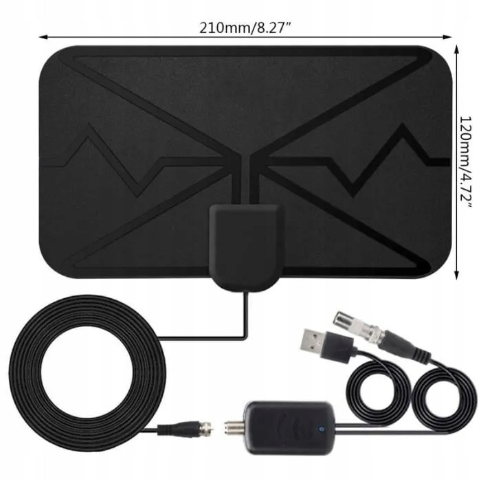 HDTV Кімнатна цифрова антена для Т2 з USB Підсилювачем 3600 Miles