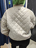 Куртка жіноча бомбер 2-стороння демісезонна еко-шкіра 44 беж, фото 4