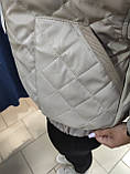 Куртка жіноча бомбер 2-стороння демісезонна еко-шкіра 44 беж, фото 8
