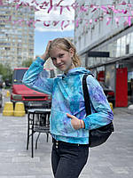 Худі на дівчинку з принтом тай-дай у фіолетово-блакитному кольорі р. 104-170